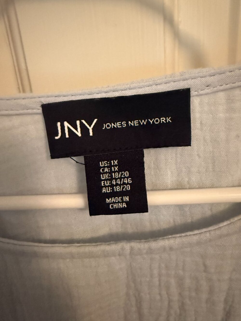 Jones New York JNY Collection Cotton Gauze Top 1X | Light Blue Textured Pullover - Picture 4 of 6